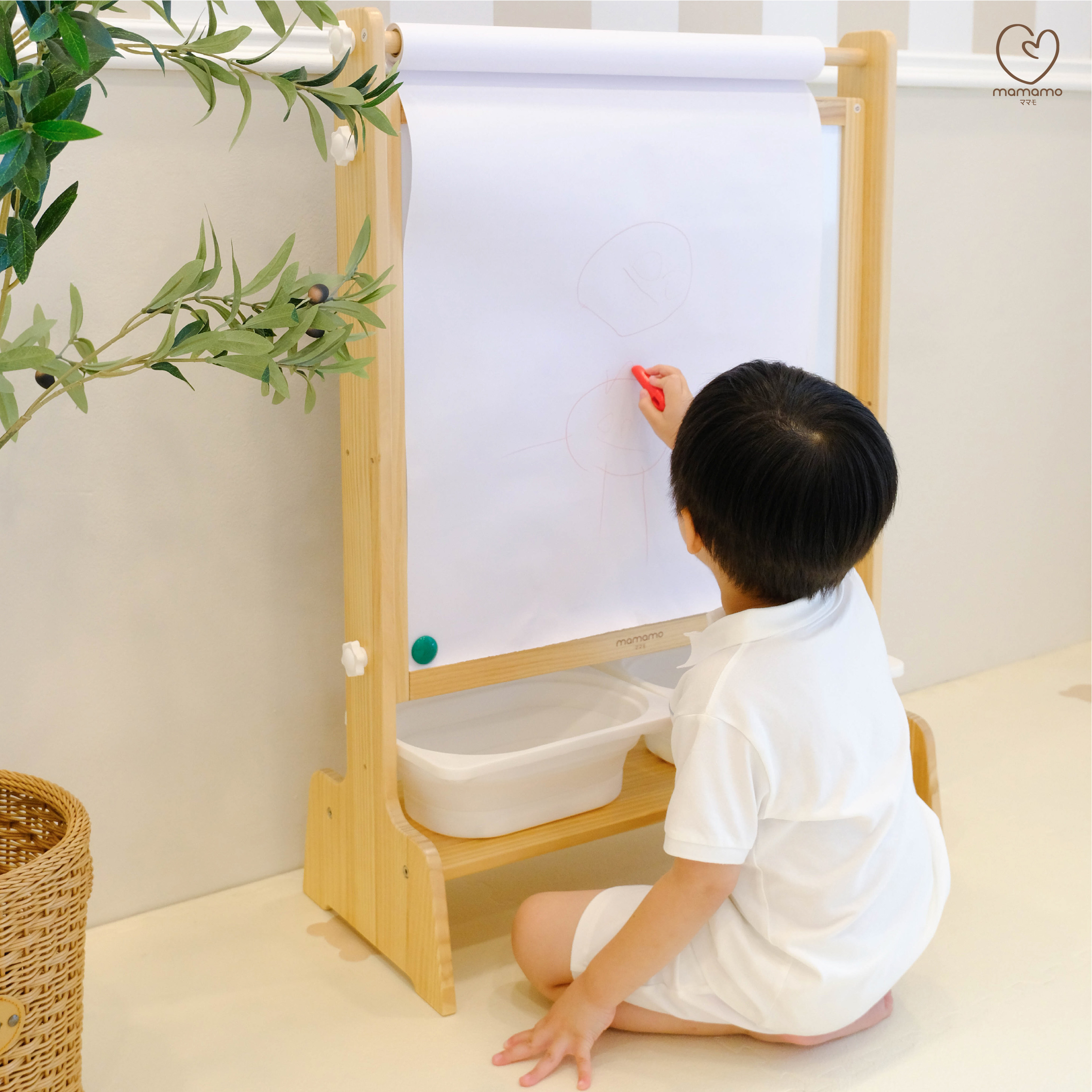 กระดานไวท์บอร์ด 5-IN-1 MAMAMO ไม้ยางพารา ดีไซน์โค้งมน ปลอดภัยต่อลูกน้อย_7
