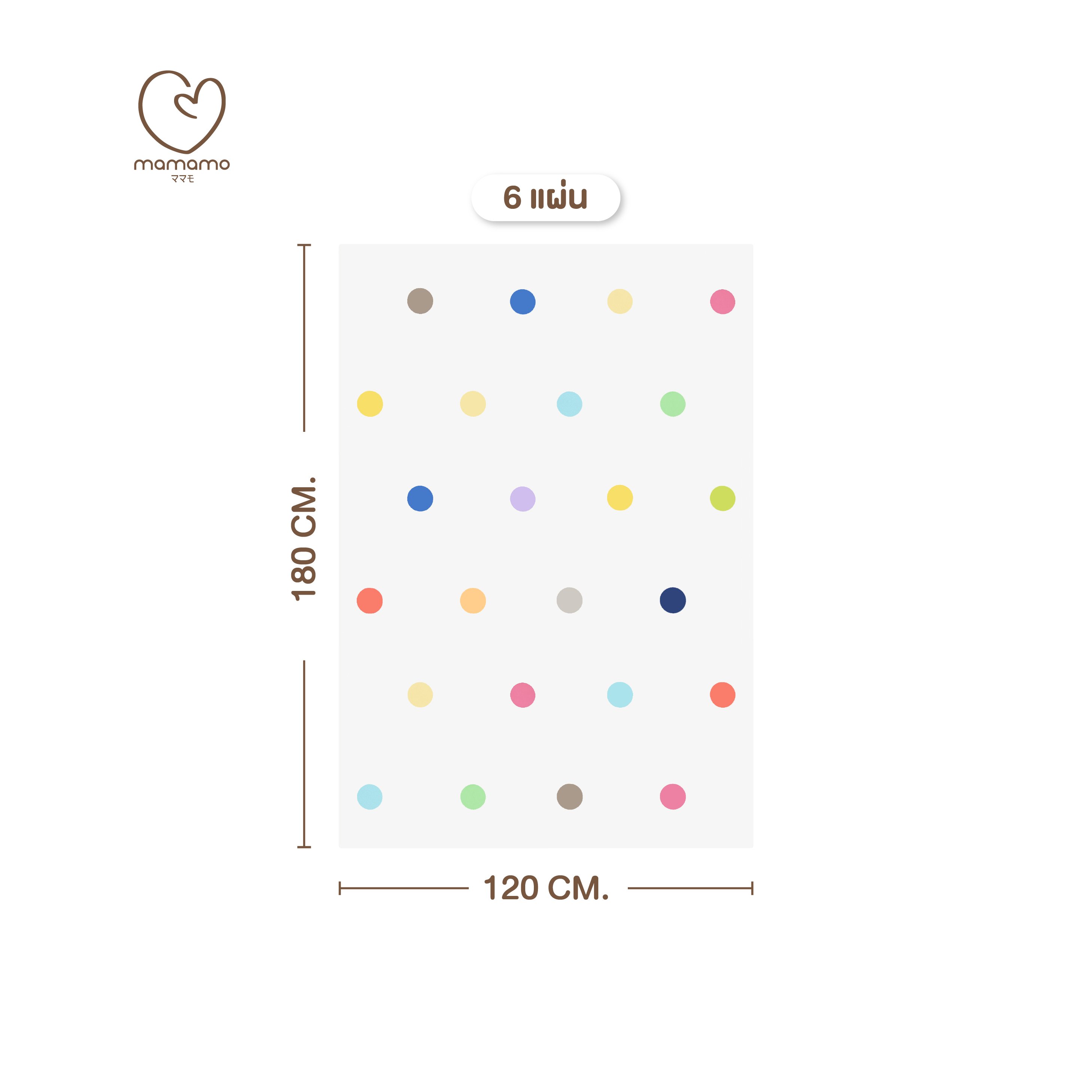 แผ่นรองคลาน จิ๊กซอว์ MAMAMO ลาย RAINBOW DOT เซต 6 แผ่น เกรดพรีเมี่ยม หนา 1.4 CM. พร้อมขอบปิด แถมฟรี ถุงซิปพกพา พร้อมส่ง