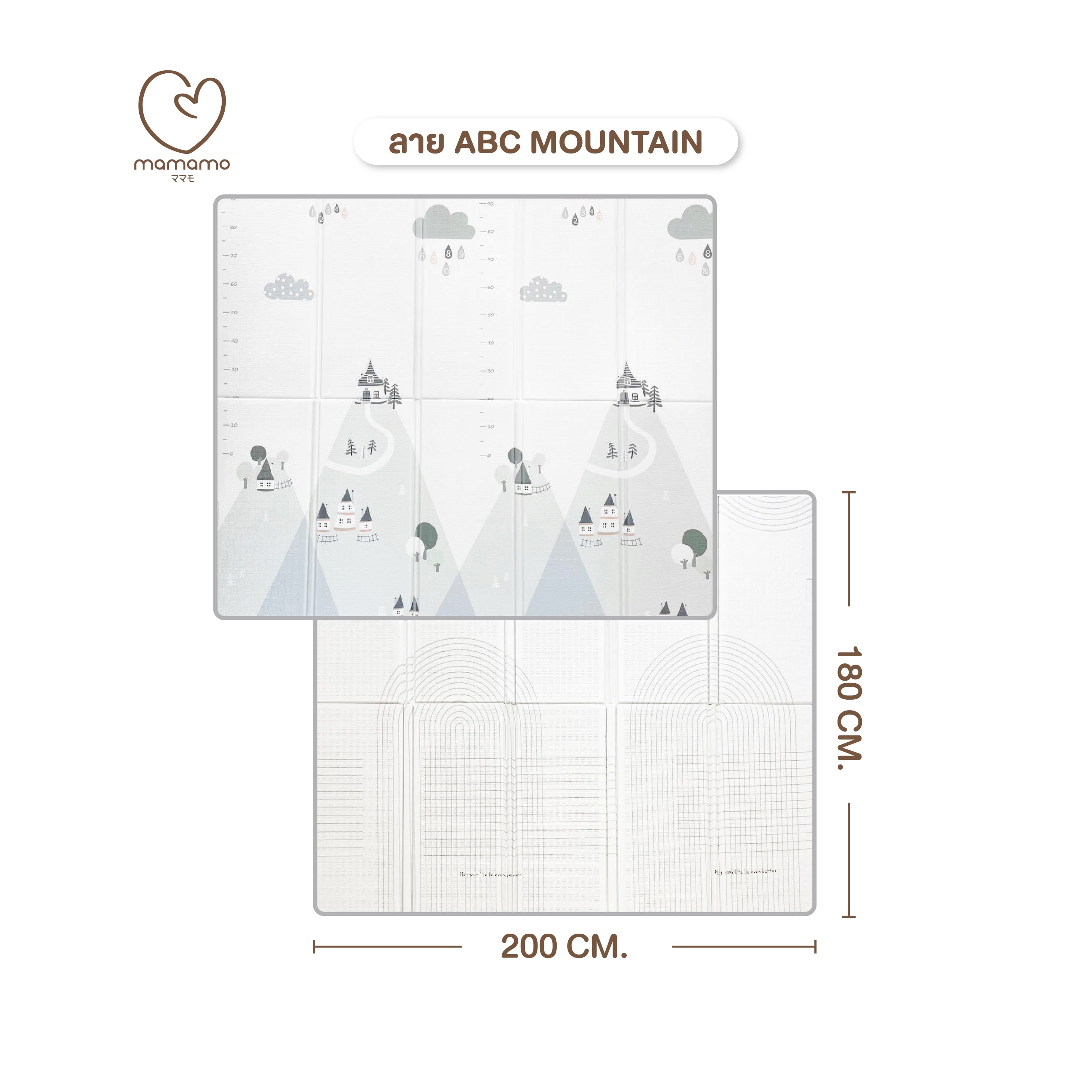 แผ่นรองคลาน แบบพับ MAMAMO หนา 1.5 CM. ลาย ABC MOUNTAIN ขนาด 180X200 CM. พร้อมขอบมุม แถมฟรี กระเป๋าพกพา พร้อมส่ง_0