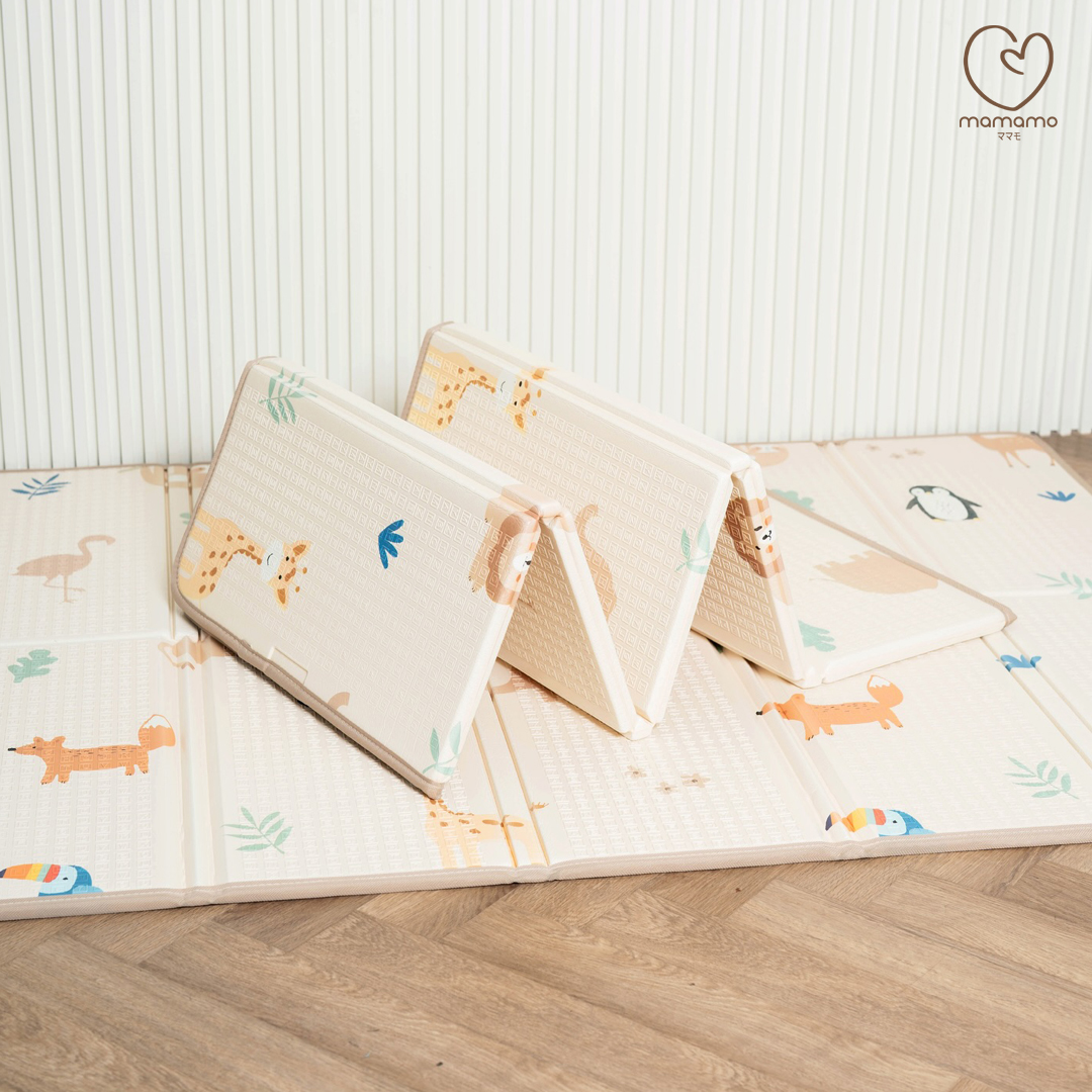 แผ่นรองคลาน แบบพับ MAMAMO หนา 1.5 CM. ลาย HAPPY ANIMALS พร้อมขอบมุม แถมฟรี กระเป๋าพกพา พร้อมส่ง_6