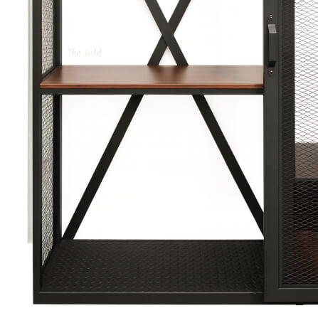 ตู้เสื้อผ้าเหล็กบานเลื่อน THE WILD FURNITURE รุ่น WARROB 200*45*200 ซม. สีไม้ประดู่/ดำ_3