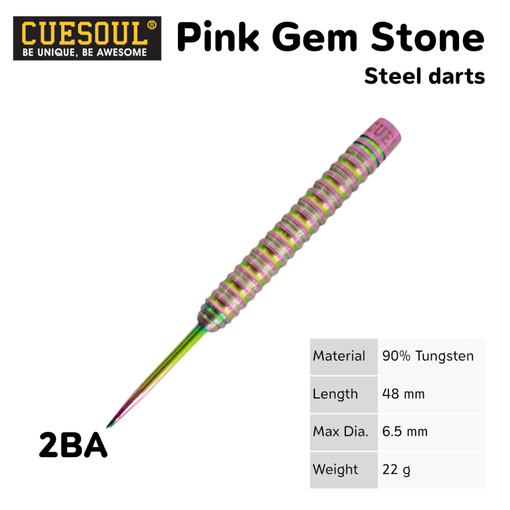 ลูกดอกปาเป้า CUESOUL PINK GEM STONE STEEL DARTS 22G