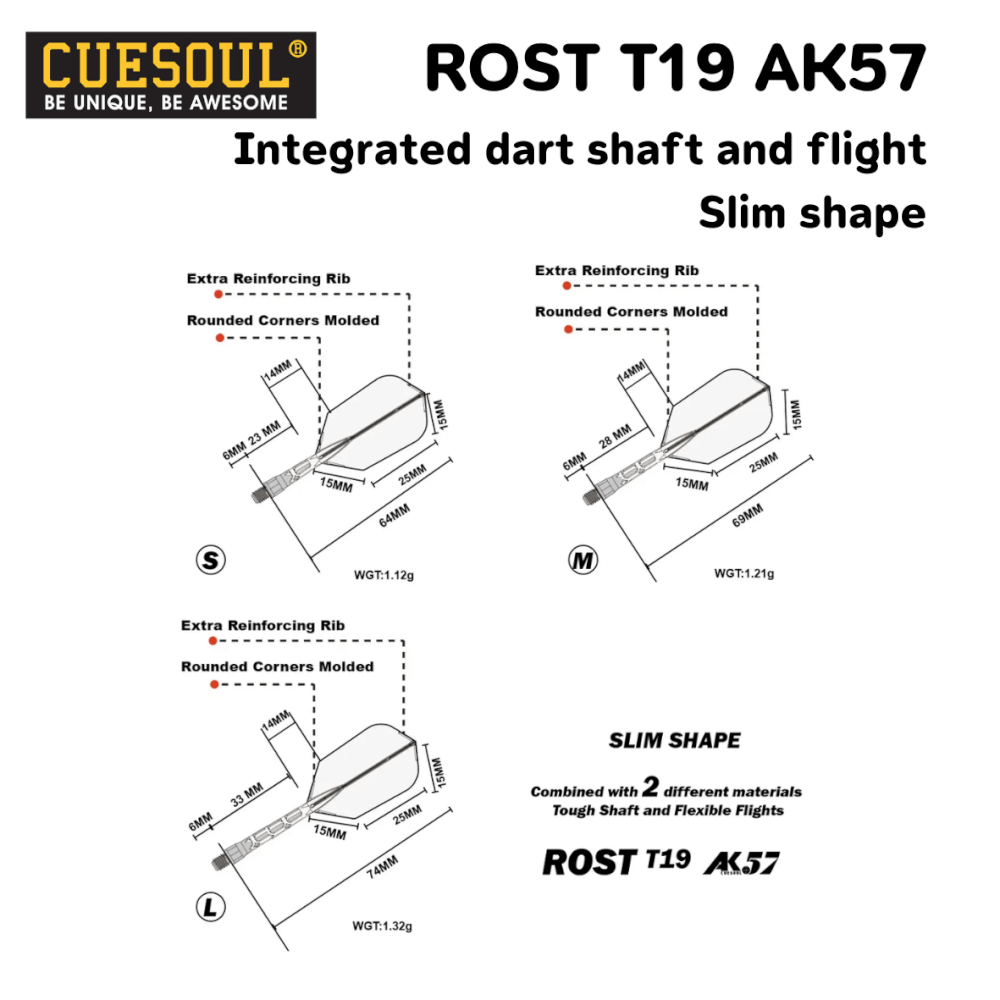 ปีกลูกดอกปาเป้า CUESOUL ROST T19 สีแดง