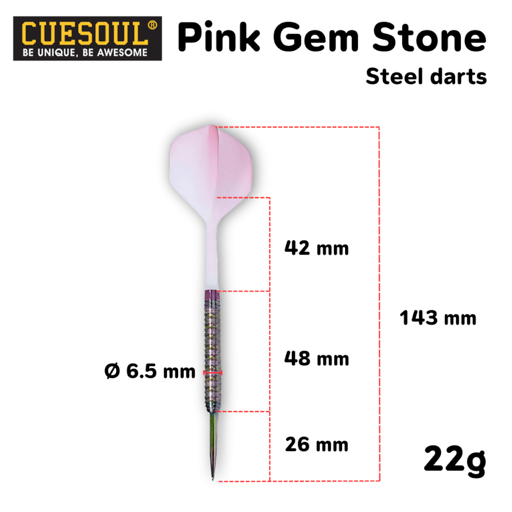 ลูกดอกปาเป้า CUESOUL PINK GEM STONE STEEL DARTS 22G