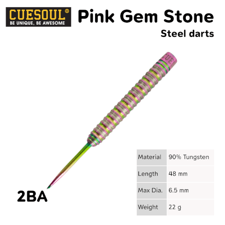 ลูกดอกปาเป้า CUESOUL PINK GEM STONE STEEL DARTS 22G_1