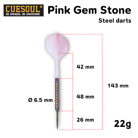 ลูกดอกปาเป้า CUESOUL PINK GEM STONE STEEL DARTS 22G_4
