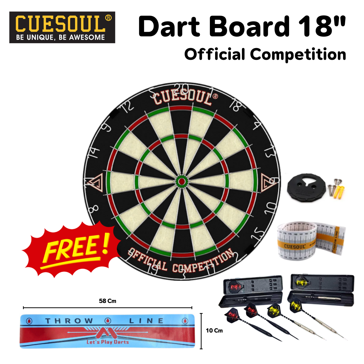 กระดานปาเป้า CUESOUL DARTBOARD รุ่น OFFICIAL COMPETITION 18