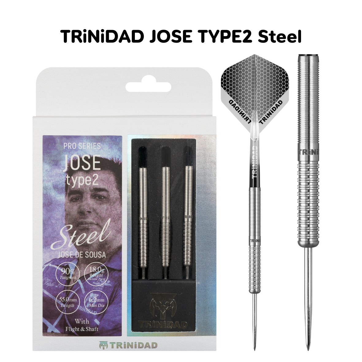 Jose Types ลูกดอกปลายเหล็ก TRINIDAD JOSE TYPE 2 STEEL DARTS 18G