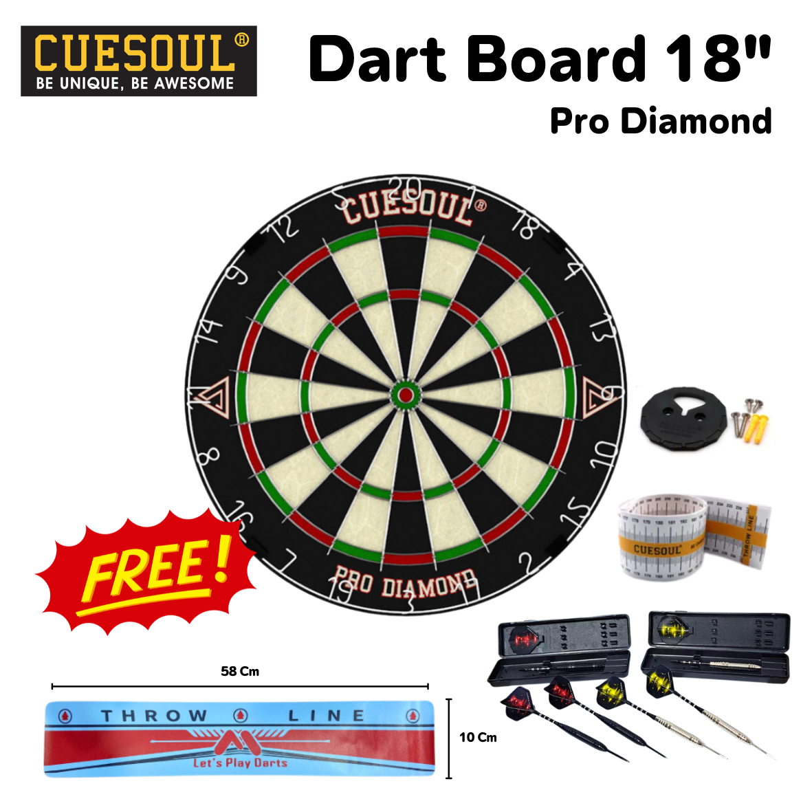 กระดานปาเป้า CUESOUL DARTBOARD รุ่น PRO DIAMOND 18