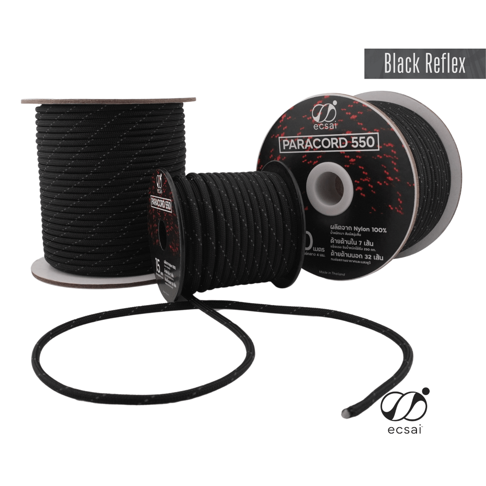 เชือกพาราคอด 550 ECSAI ขนาด 4 มม. ยาว 15 ม. สี BLACK REFLEX