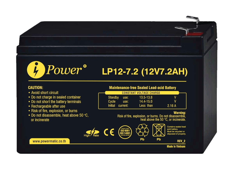แบตเตอรี่แห้ง CLEANLINE IPOWER LP12-7.2 (12V 7.2AH)