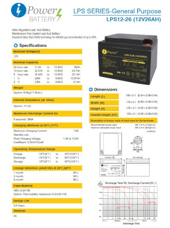 แบตเตอรี่แห้ง IPOWER LPS12-26 (12V 26AH)_2