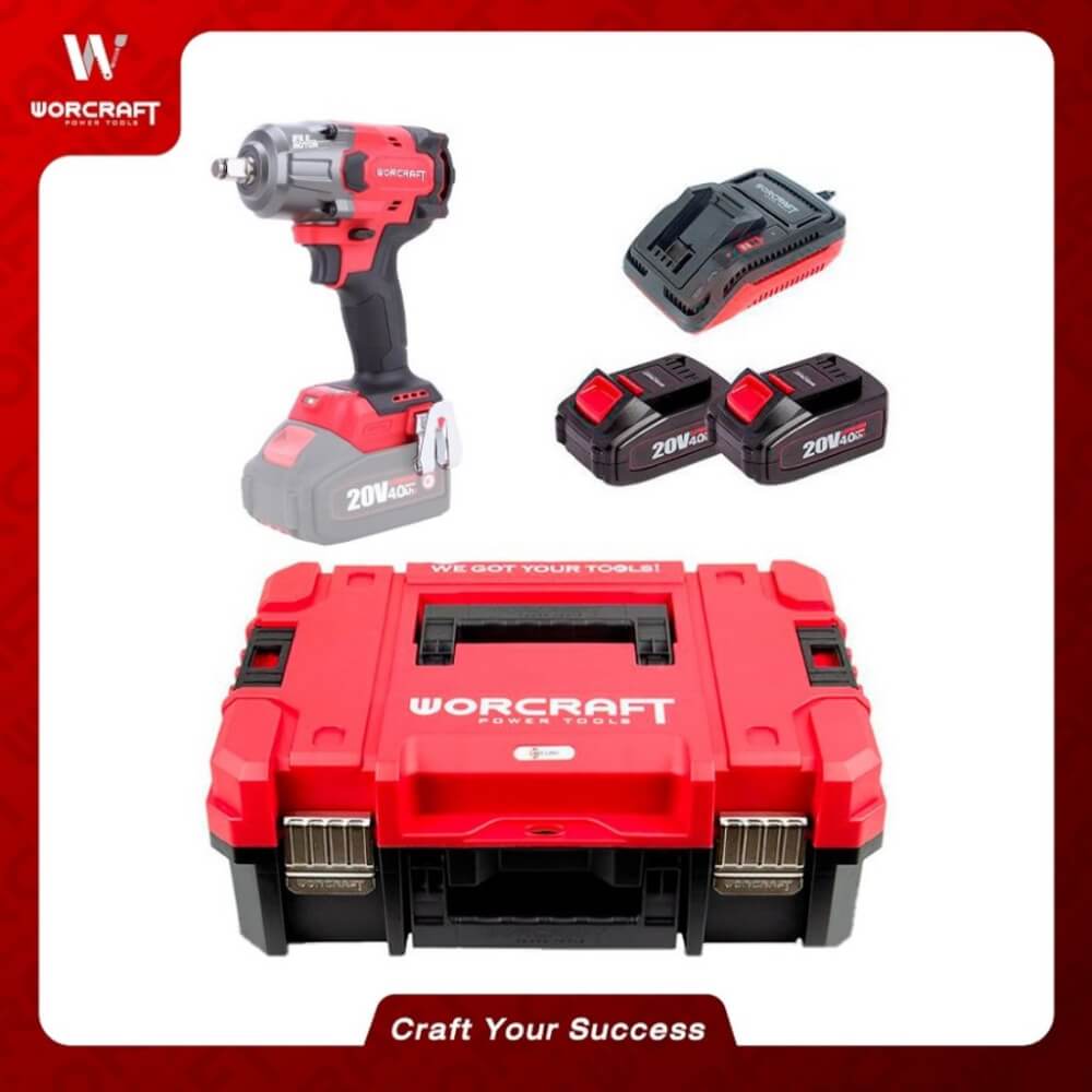 บล็อกกระแทกไร้สาย 850 นิวตัน (พร้อมแบตเตอรี่และแท่นชาร์จ) WORCRAFT รุ่น XCUBE006