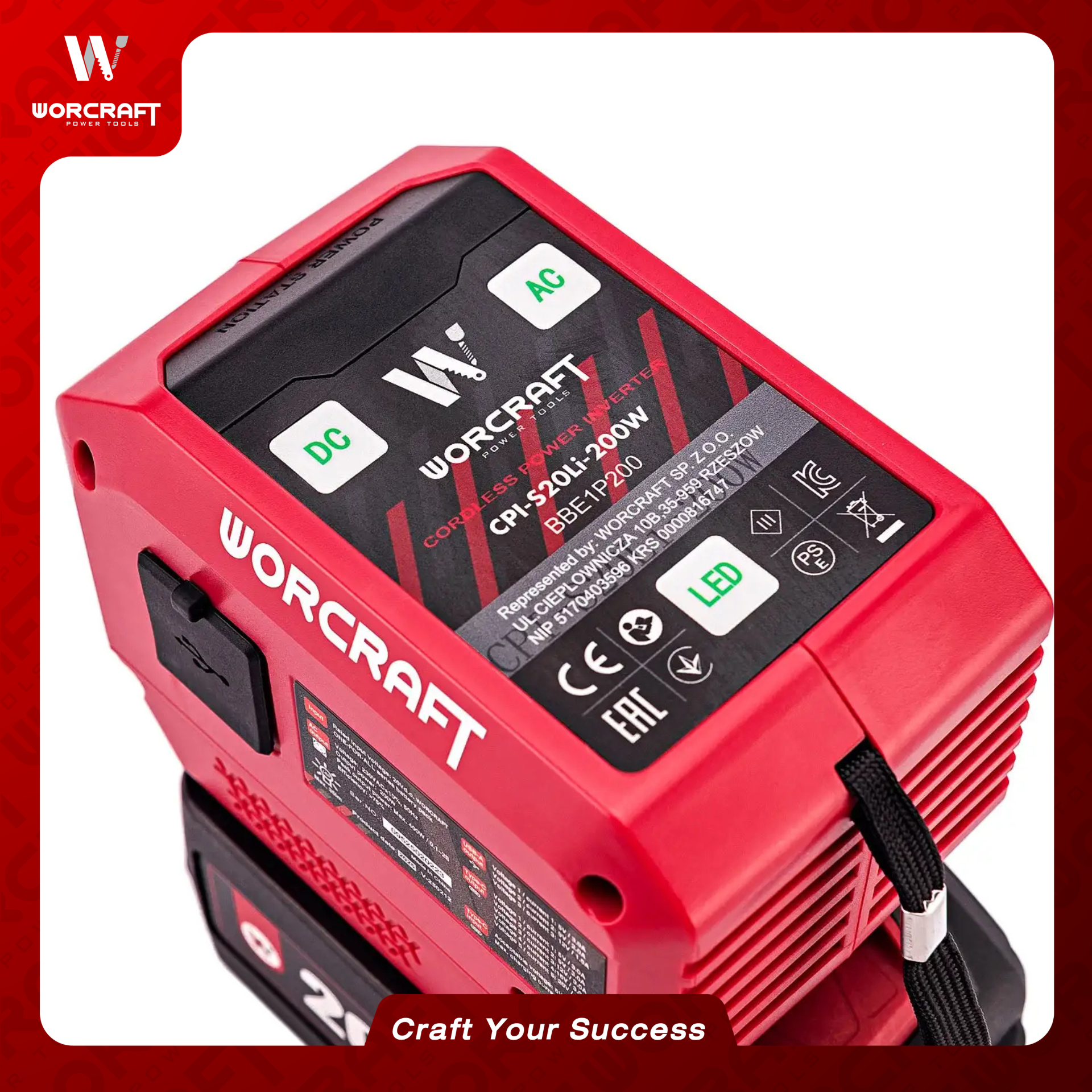 อะแดปเตอร์แปลงไฟไร้สาย WORCRAFT รุ่น CPI-S20LI-200W (พร้อมแบตเตอรี่และแท่นชาร์จ)_1