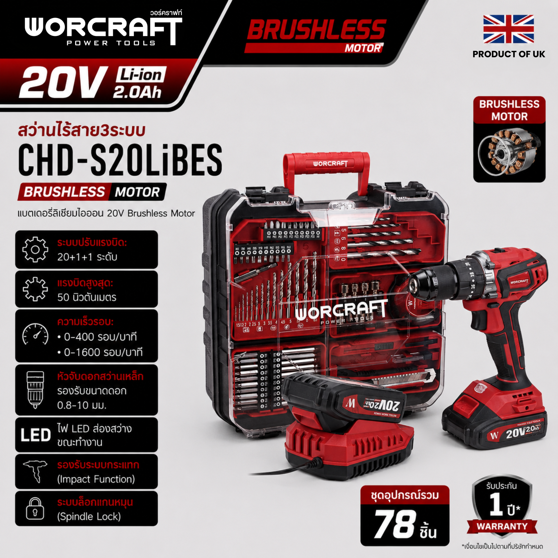 สว่านไร้สาย WORCRAFT รุ่น CHD-S20LIBES_5