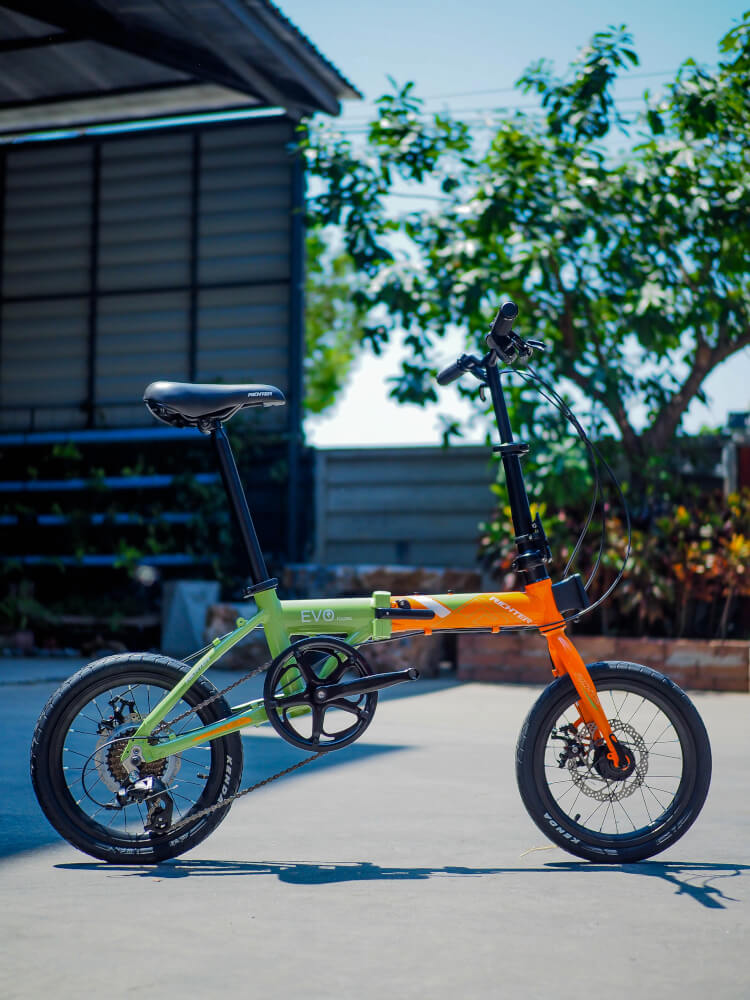 จักรยานพับได้ RICHTER EVO วงล้อ 16 นิ้ว สีส้มเขียว