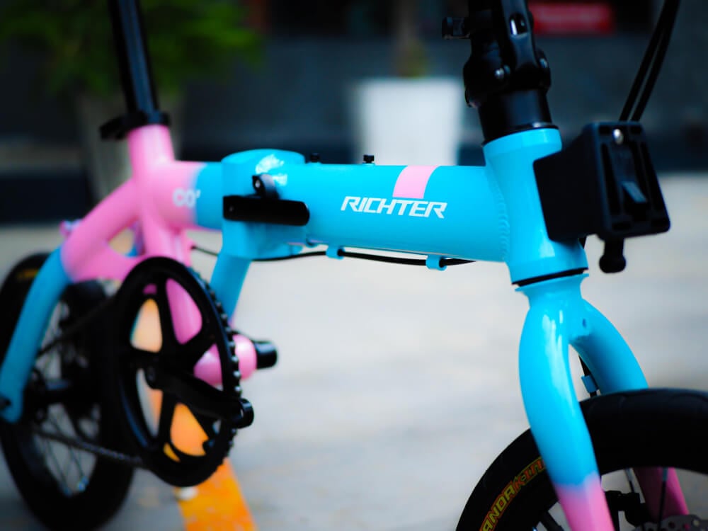 จักรยานพับได้ RICHTER CO2 14 นิ้ว สีชมพูฟ้า_3