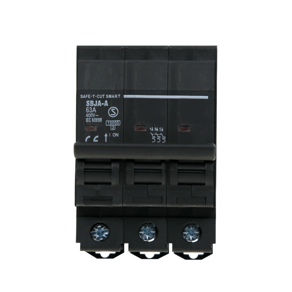 เซอร์กิตเบรกเกอร์ 63 แอมป์ 3 โพล 10KA เซฟ-ที-คัท สมาร์ท รุ่น US สีดำ