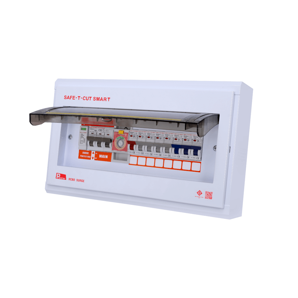 ชุดตู้คอนซูมเมอร์ 8 ช่อง เบรคเกอร์กันดูด 50 แอมป์ เซฟ-ที-คัท สมาร์ท รุ่น PREMIER SURGE