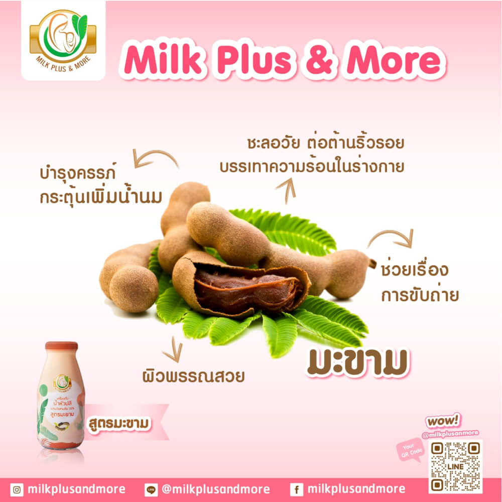 น้ำหัวปลีผสมอินทผลัม มิลค์ พลัส แอนด์ มอร์ สูตรมะขาม 250 มล. 12 ขวด_1