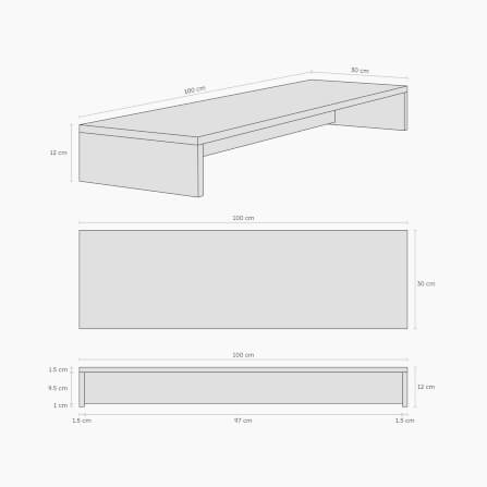 ชั้นวางจอคอม FURNIX รุ่น LINEA  ไซส์ M ขนาด 100*30*12 CM สีดำ_5