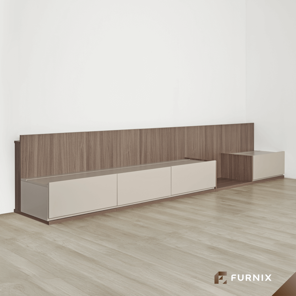 ตู้วางทีวี FURNIX รุ่น VELOCE ขนาด 300*52*60 CM สีเบจและไม้เข้ม