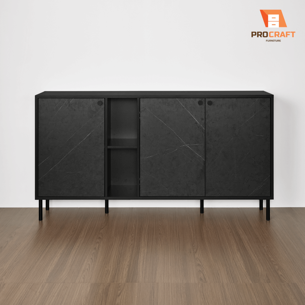 ตู้เก็บของ PROCRAFT รุ่น KAIN โมเดล C10 ขนาด 160*40*85 CM สีดำและลายหินดำ
