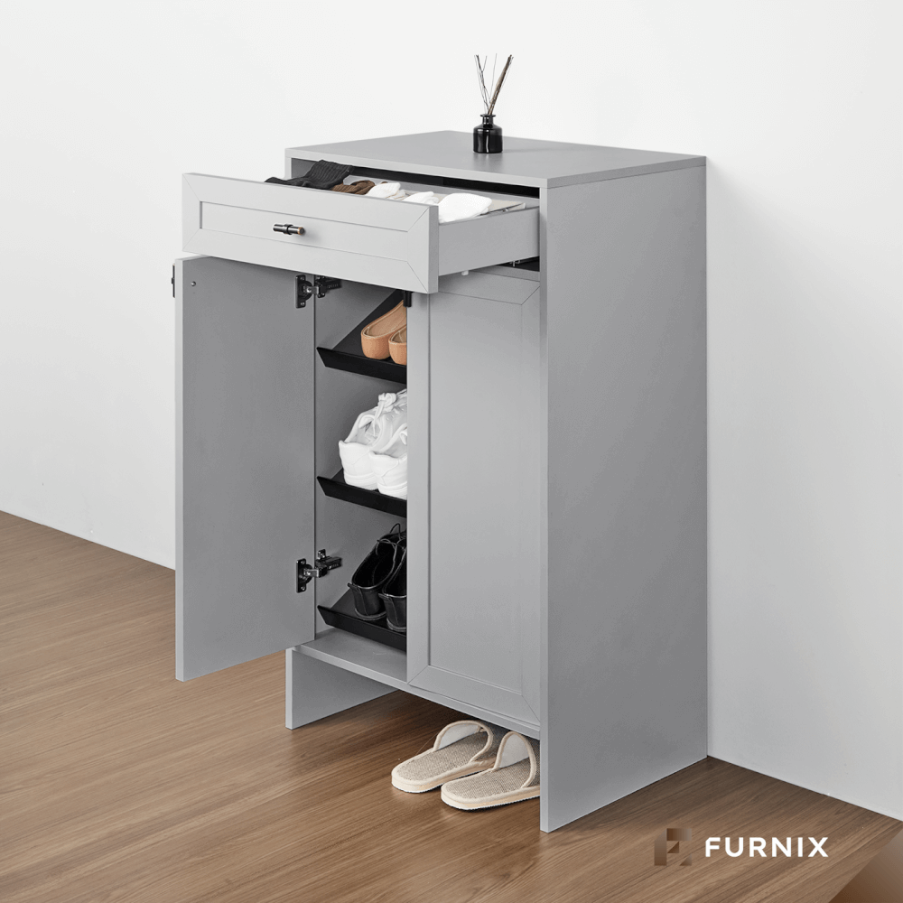 ตู้รองเท้า FURNIX รุ่น SERENE ขนาด 60*40*110 CM สีเทา_2