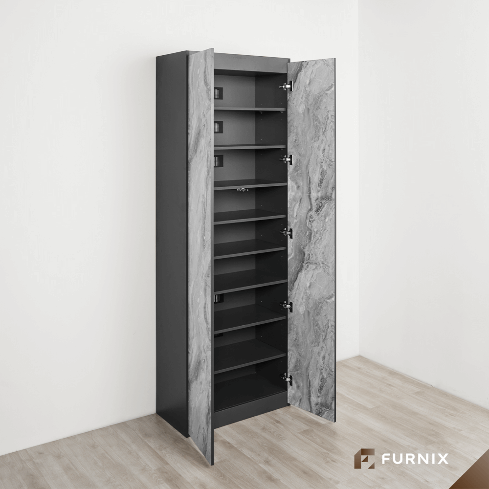 ตู้สูง FURNIX รุ่น VELOCE โมเดล C ขนาด 75*40*220 CM สีหินอ่อนและกราไฟต์_2