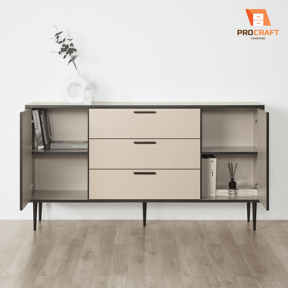 ตู้เก็บของ PROCRAFT รุ่น MONOLIT โมเดล CO3 ขนาด 160*40*85 CM สีเบจและดำ