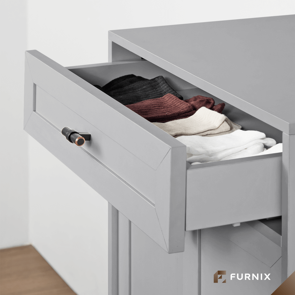 ตู้รองเท้า FURNIX รุ่น SERENE ขนาด 60*40*110 CM สีเทา_3