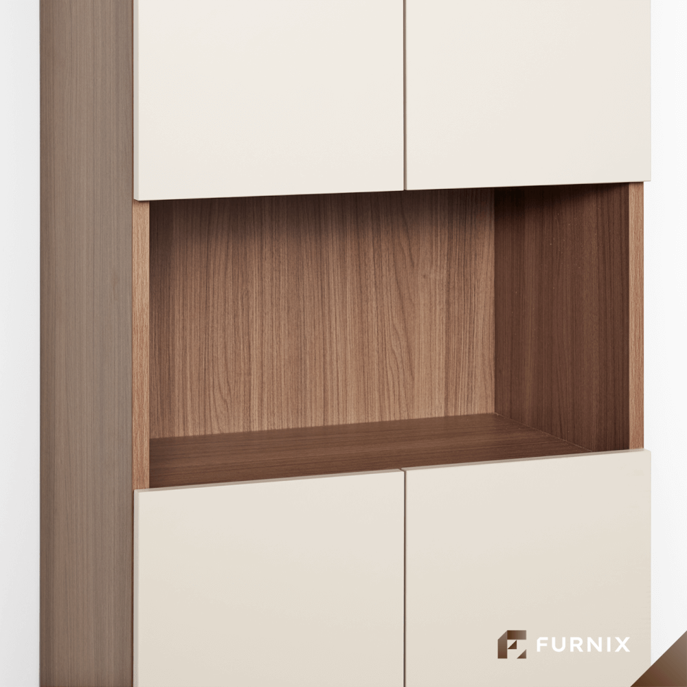 ตู้สูง FURNIX รุ่น VELOCE โมเดล B ขนาด 75*40*220 CM สีเบจและไม้เข้ม