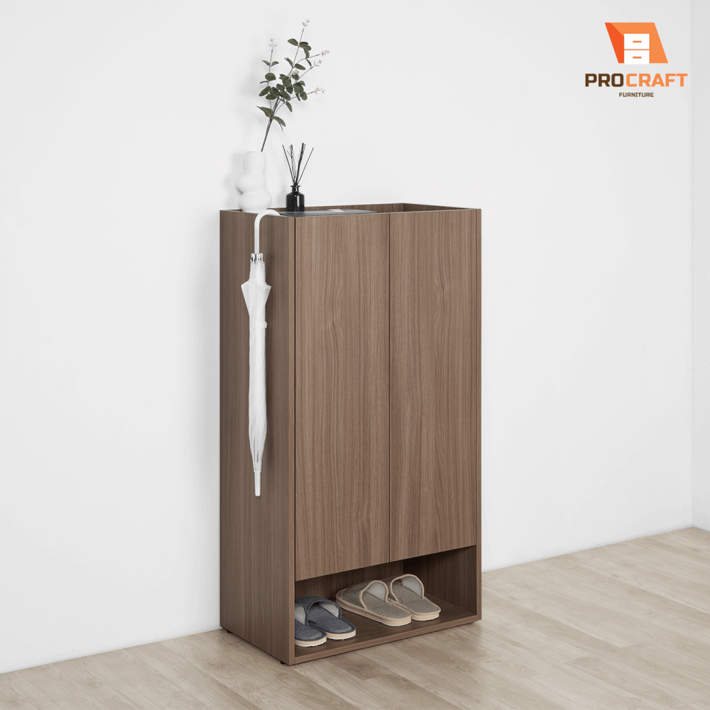 ตู้รองเท้า PROCRAFT รุ่น TOKI โมเดล C20 ขนาด 60*35*110 CM สีไม้เข้ม