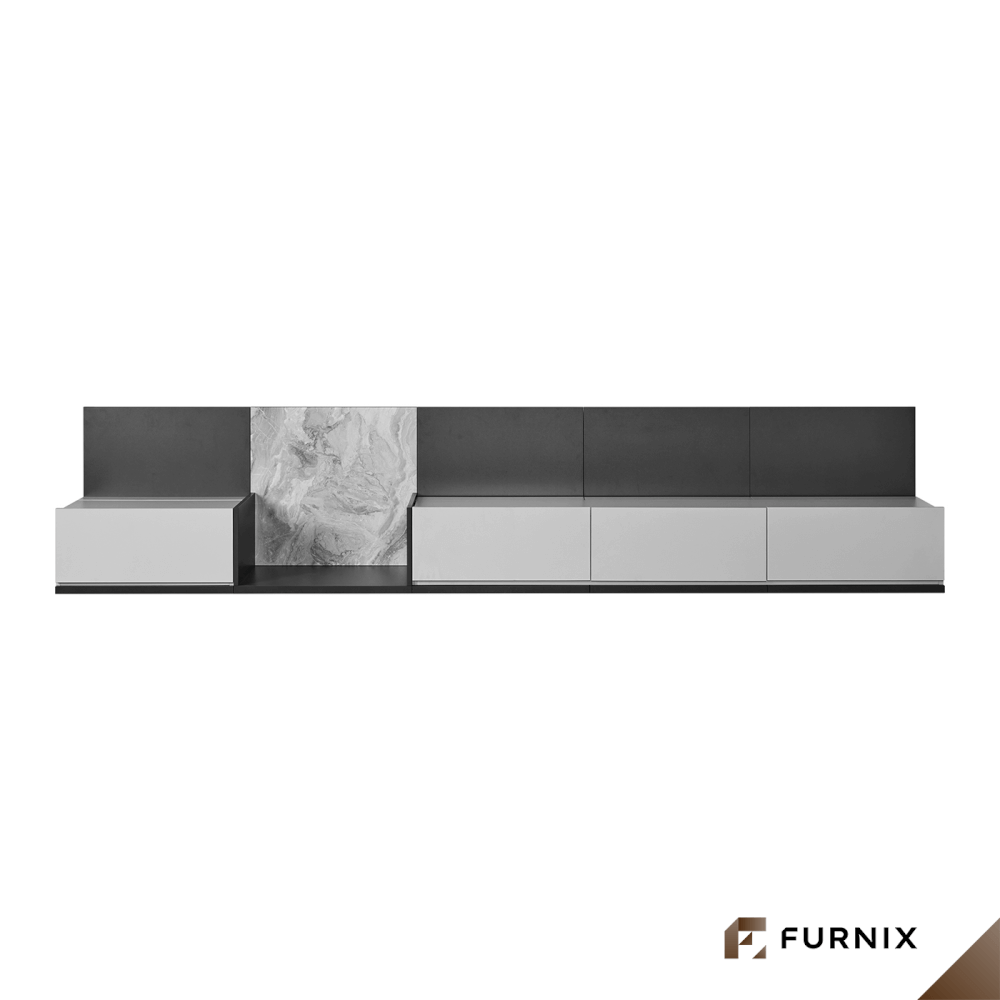 ตู้วางทีวี FURNIX รุ่น VELOCE ขนาด 300*52*60 CM สีเทาและกราไฟต์_4