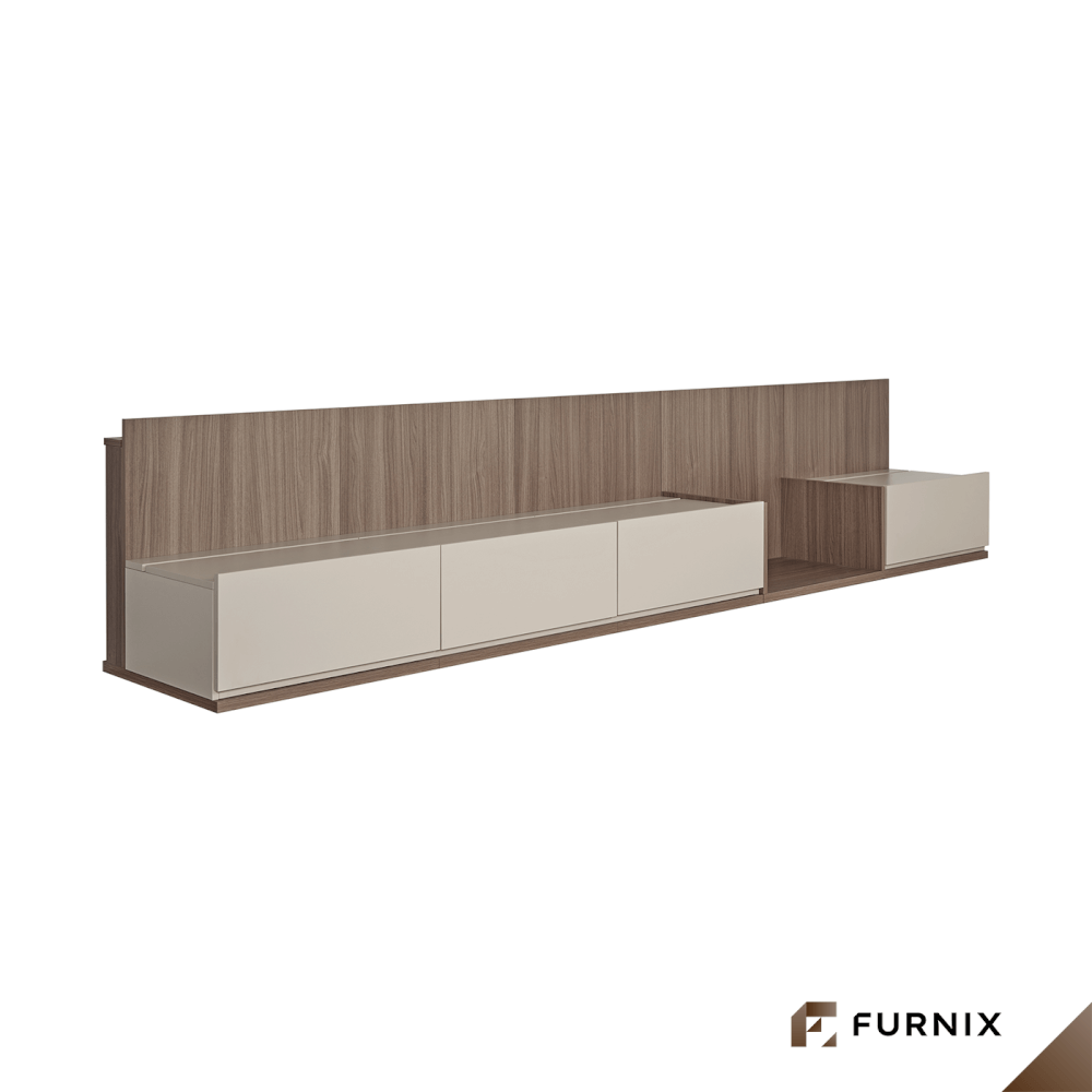 ตู้วางทีวี FURNIX รุ่น VELOCE ขนาด 300*52*60 CM สีเบจและไม้เข้ม
