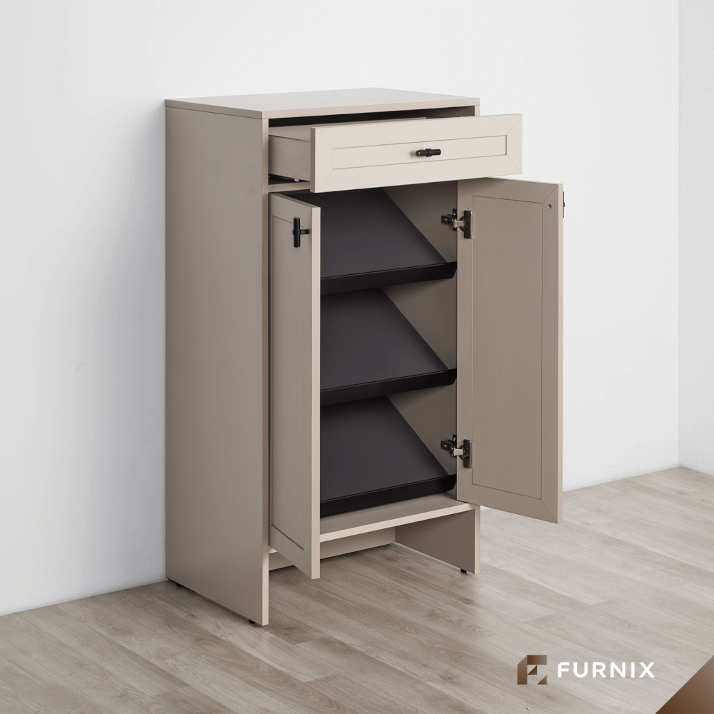 ตู้รองเท้า FURNIX รุ่น SERENE ขนาด 60*40*110 CM สีเบจ_4