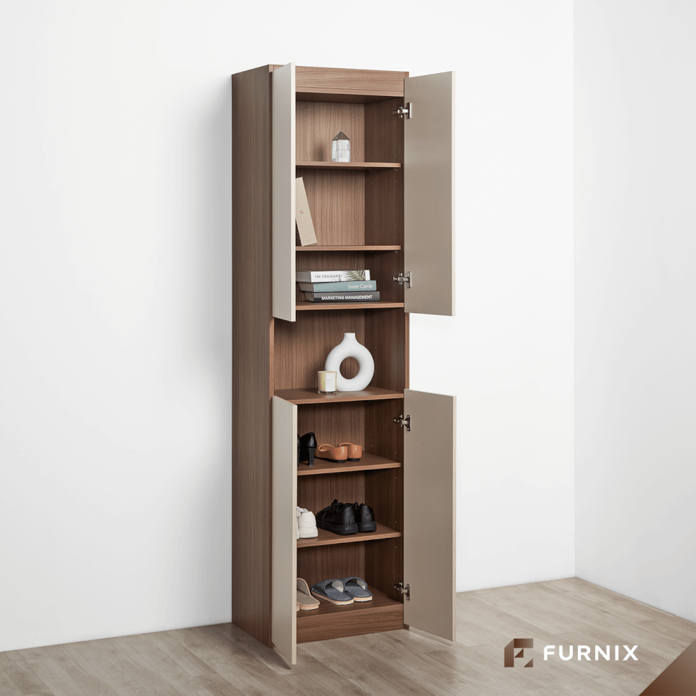 ตู้สูง FURNIX รุ่น VELOCE โมเดล B ขนาด 75*40*220 CM สีเบจและไม้เข้ม