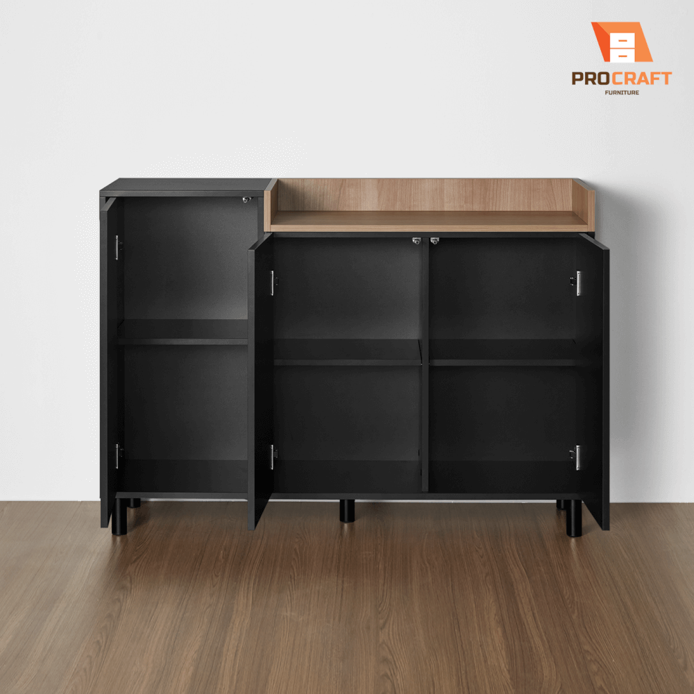 ตู้เก็บของ PROCRAFT รุ่น MASON โมเดล C18 ขนาด 120*40*90 CM สีดำและลายไม้