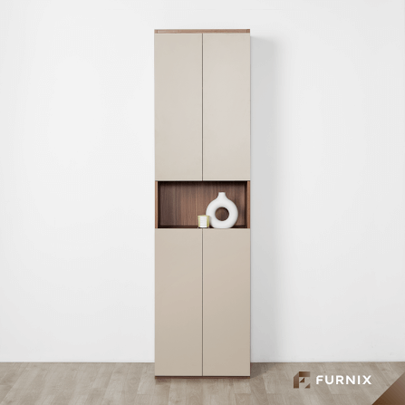 ตู้สูง FURNIX รุ่น VELOCE โมเดล B ขนาด 75*40*220 CM สีเบจและไม้เข้ม_1