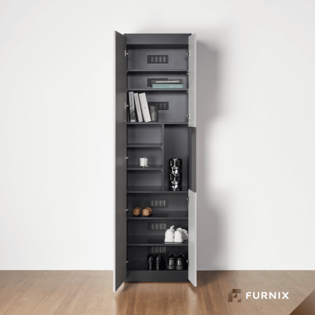 ตู้สูง FURNIX รุ่น VELOCE โมเดล A ขนาด 60*40*220 CM สีเทาและดำ_2