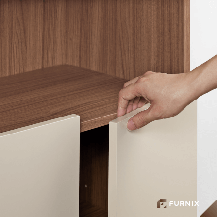 ตู้สูง FURNIX รุ่น VELOCE โมเดล B ขนาด 75*40*220 CM สีเบจและไม้เข้ม_4