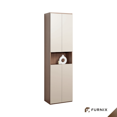 ตู้สูง FURNIX รุ่น VELOCE โมเดล B ขนาด 75*40*220 CM สีเบจและไม้เข้ม_7