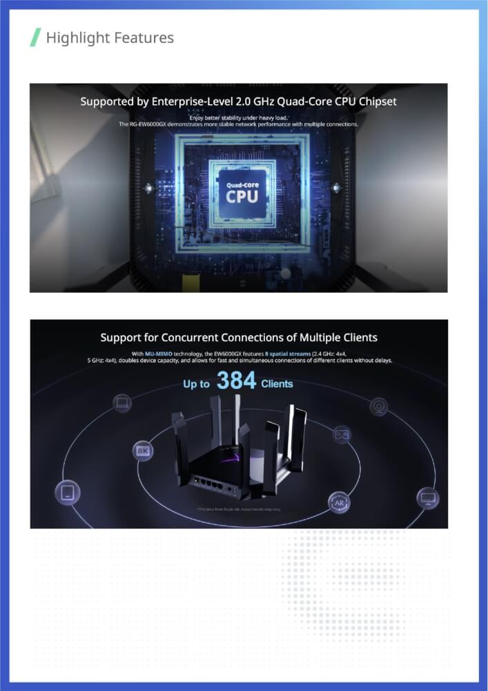 เราเตอร์ไวฟาย REYEE รุ่น RG-EW6000GX รองรับ WI-FI 6 6000MBPS MESH ROUTER WITH 2.5G PORT