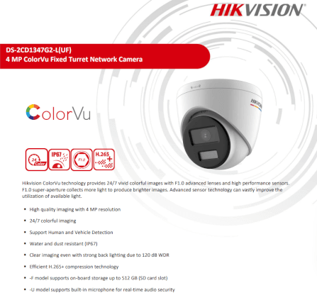 กล้องวงจรปิดระบบ IP HIKVISION รุ่น DS-2CD1347G2-LUF(2.8MM) | ทรงกลม ความละเอียด 4MP พร้อมฟังก์ชัน COLORVU MD 2.0_2