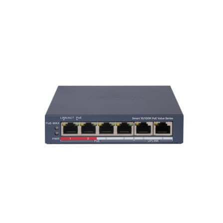สวิตช์พีโออี HIKVISION รุ่น DS-3E1106P-EI/M | สวิตช์ POE อัจฉริยะ 4 พอร์ต FAST ETHERNET_0