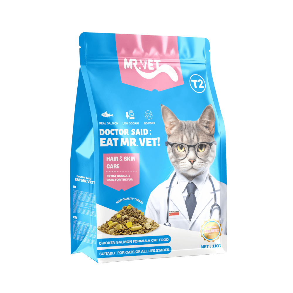 อาหารแมวผสมฟรีซดราย MR.VET สูตร T2 HOLISTIC รสไก่และแซลมอน 1 กก._2