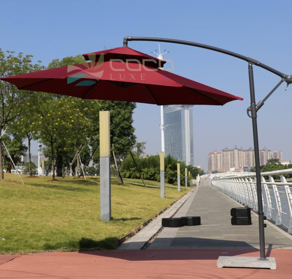 ร่มสนาม COCOLUXE SUNSHADE SIDE 270 2 LAYER RED + MARBLE BASE_1