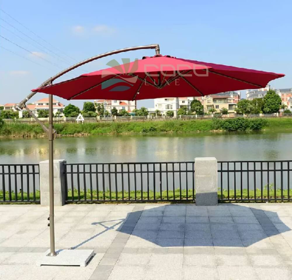 ร่มสนาม COCOLUXE SUNSHADE SIDE 270 2 LAYER RED + MARBLE BASE_2