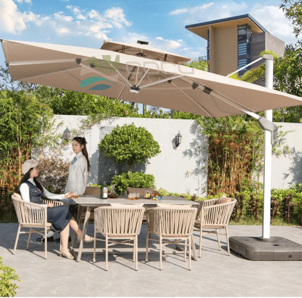 ร่มสนาม COCOLUXE SUNSHADE SIDE 300 2 LAYER KHAKI + MARBLE BASE_2