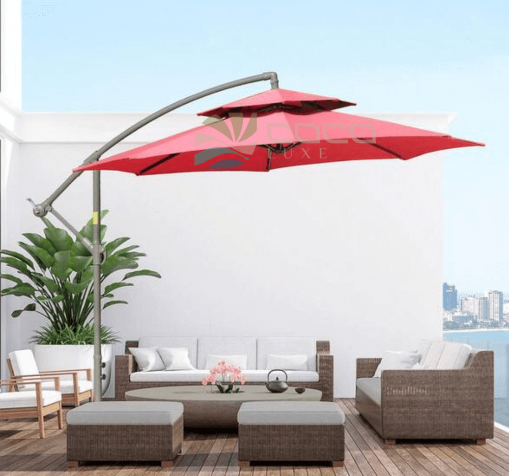 ร่มสนาม COCOLUXE SUNSHADE SIDE 270 2 LAYER RED + MARBLE BASE_3